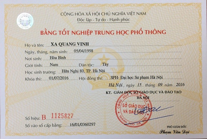 Làm bằng cấp 3 có học bạ