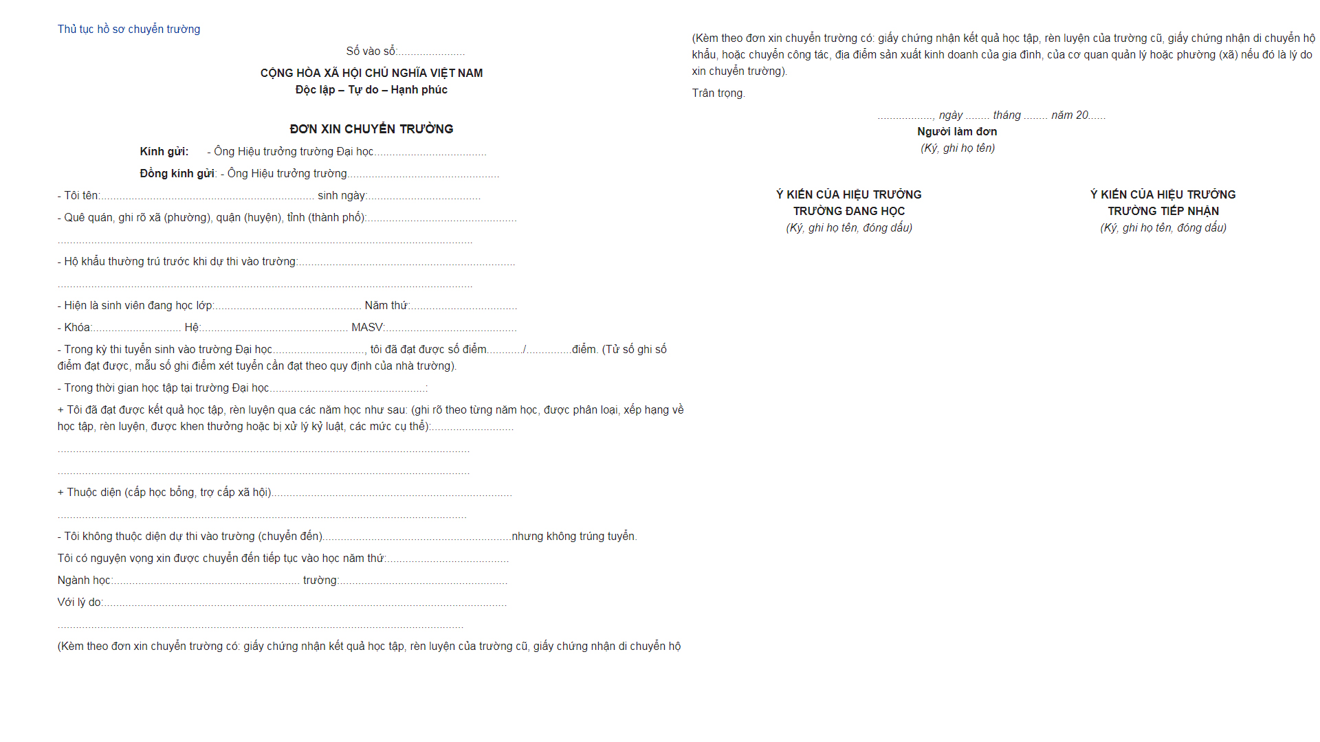 thu tuc chuyen truong