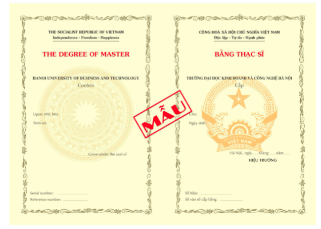 mẫu bằng thạc sĩ năm 2020 - mẫu bằng đại học mới