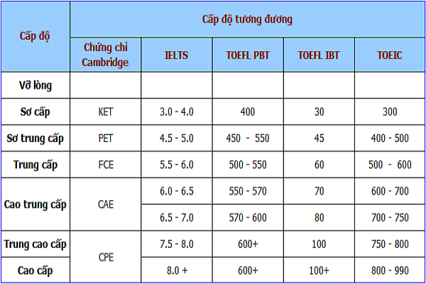 bang chung chi tham khao