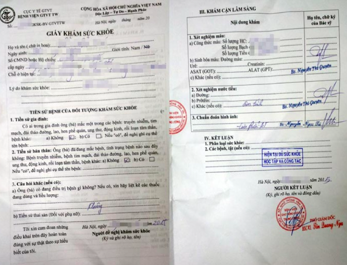 làm giấy khám sức khoẻ giả