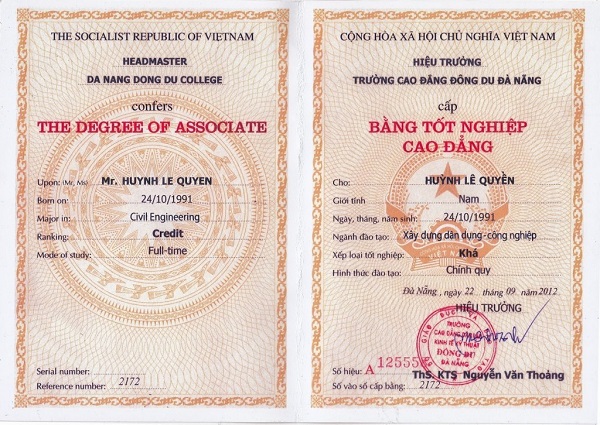 Mẫu dịch vụ làm bằng cao đẳng có hồ sơ gốc uy tín phôi thật tại TPHCM cập nhật mới nhất năm 2026