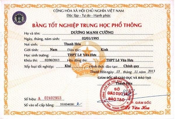 Liên hệ hotline zalo làm bằng cấp 3 uy tín không đặt cọc