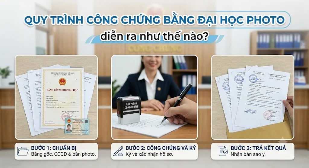 Quy trình công chứng bằng đại học photo diễn ra như thế nào? Có cần mang bằng gốc?